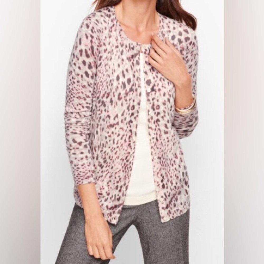 Talbots Charming Cardigan Animal Print Sz M - Picture 1 of 8